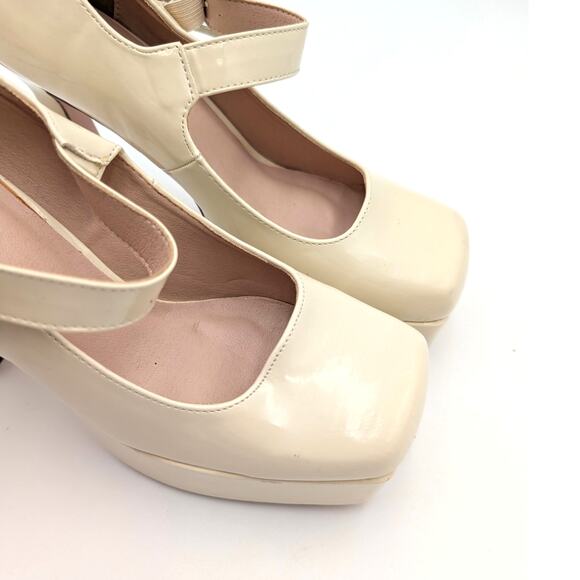 Chase & Chloe Mary Jane Platform Pump Square Toe Women's Beige Size US10 EU40.5 - Picture 9 of 12